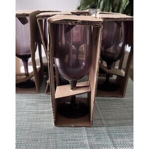 Set of 7 Vintage Majestic Plum Wine Glasses 6" New in Box